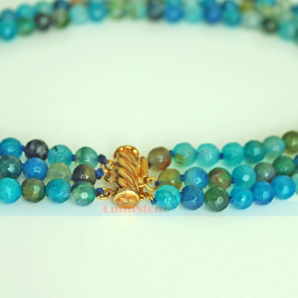 3 Strands Genuine Natural Facet Agate Necklace Dia. 6mm - Image 4 of 4