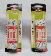 Lot 2 KIWI Style Shoe Laces Round Reflective 45 In- 2 Pairs - 5-6 Eyelets 2919
