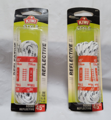 Lot 2 KIWI Style Shoe Laces Round Reflective 45 In- 2 Pairs - 5-6