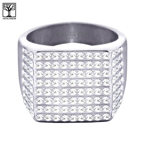 Anello uomo moda acciaio inox ghiacciato fascia placcata argento mignolo SSR 305S - Foto 2 di 3