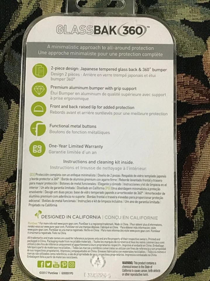 🔥NUEVO EN CAJA Puregear Glassbak 360 Aluminio Estuche Parachoques para Apple iPhone 2017 Sellado 🔥 Foto 2 de 4