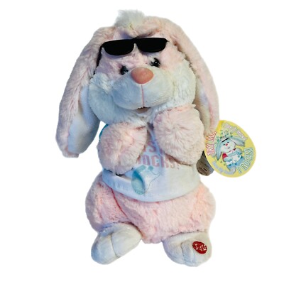 Novelty Musical Bunny Rabbit Easter Rockin Stuffed Animal Pink Toy READ