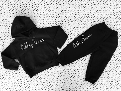 BLACK- Personalised Children's/ Baby Tracksuit- Matching Family