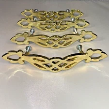 Gold Tone Queen Anne Ornate Arch Pulls Handles KBC C To C 3” Lot of 4 Vintage