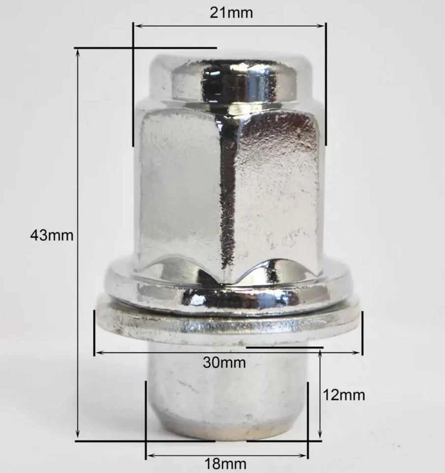 16 Dadi originali  M12x1.5 Piatto 21mm Lega Ruota Dadi per Auto Toyota - Immagine 2 di 2