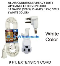 9ft Appliance AC Heavy-Duty Electrical Extension Power Cord Electric Cable White
