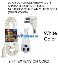 9ft Appliance AC Heavy-Duty Electrical Extension Power Cord Electric Cable White