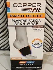 Copper Fit Rapid Relief Hot/Cold Arch Wrap Gel Pack For Plantar Fascia One Size!
