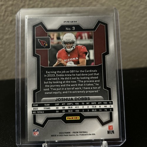 2023 Panini Prizm Joshua Dobbs Silver Prizm Holo Arizona Cardinals #3 Parallel - Picture 2 of 2