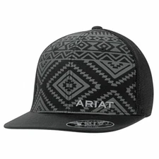 ARIAT Men's Flex Fit 110 Black Baseball Cap with Aztec Design