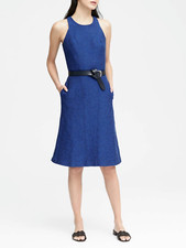 Banana Republic Blue Italian Tweed Paneled Travel Work Dress #326296 NWT! 8
