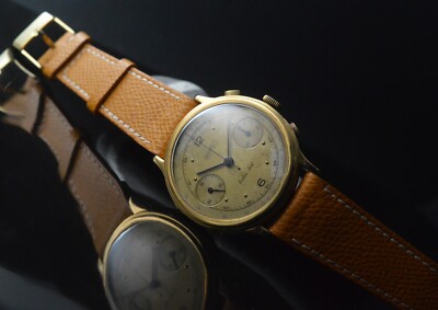 EBERHARD & CO. EXTRA-FORT 18K GOLD OVERSIZED CHRONOGRAPH STUFEN + KLAPPGEHÄUSE