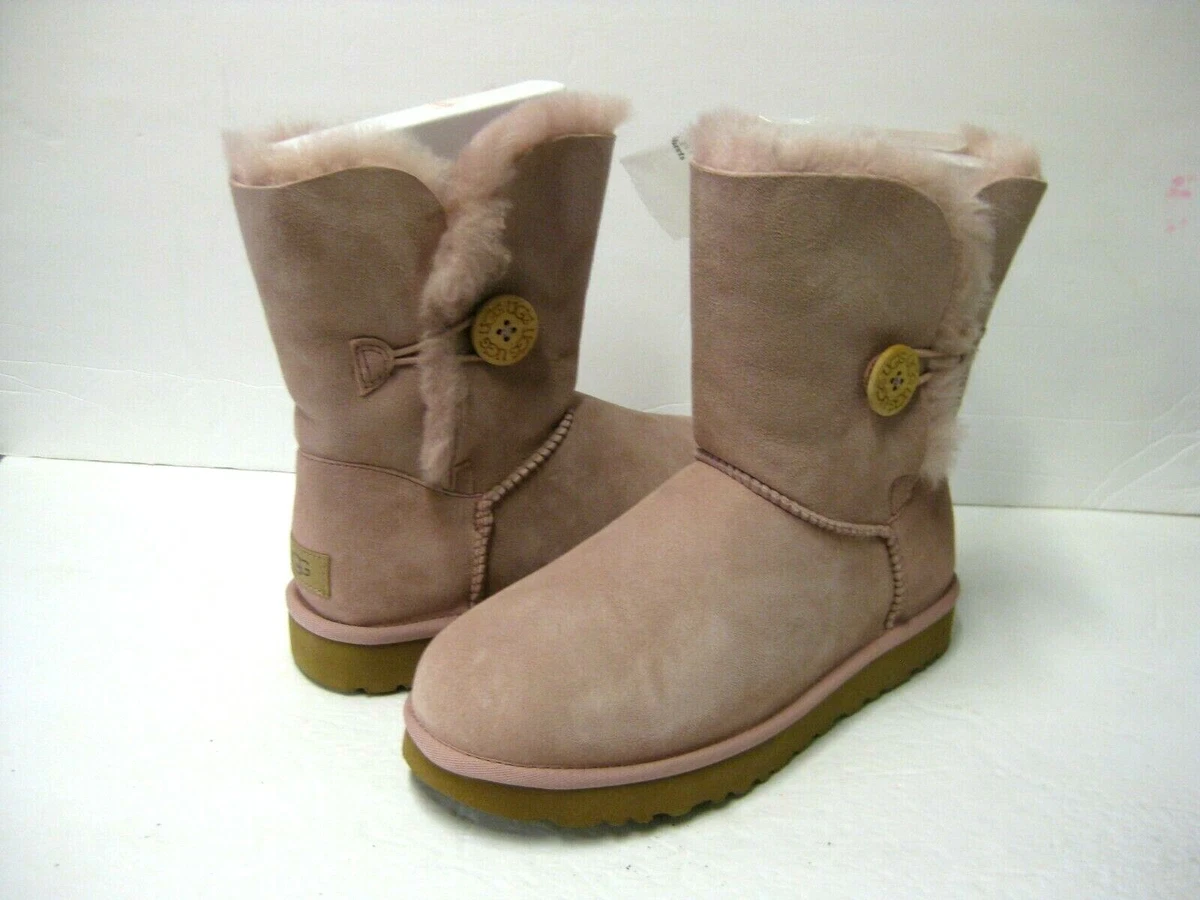 UGG BAILEY BUTTON II WOMEN SHORT BOOTS SUEDE PINK CRYSTAL US 9 UK