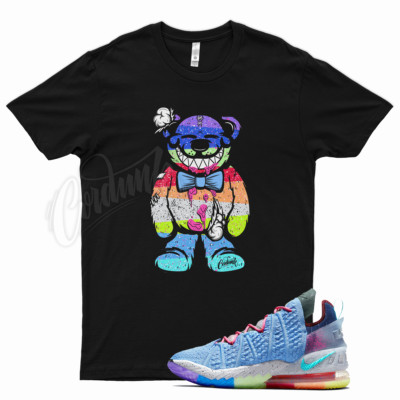 Black TEDDY T Shirt for Lebron 18 What The University Blue Multi Color Best 1-9