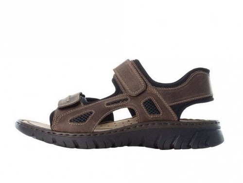 MENS RIEKER 26761 -27 BROWN RIP TAPE FASTENING SANDALS - Picture 2 of 4