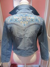Miss Posh Short Stone Wash Denim Embellished Jacket Size 10 Nwt Rrp £45