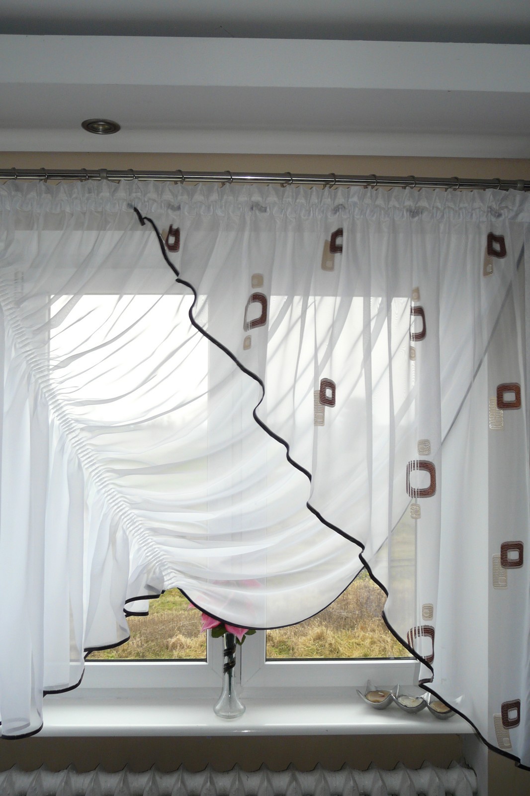 Ready New Window Made Deco Art Ag23 Braun Cm 350 X 150 Curtain Net