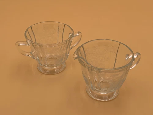 Indiana Depression Glass Recollection Cream & Sugar Set 1970’s Madrid Pattern