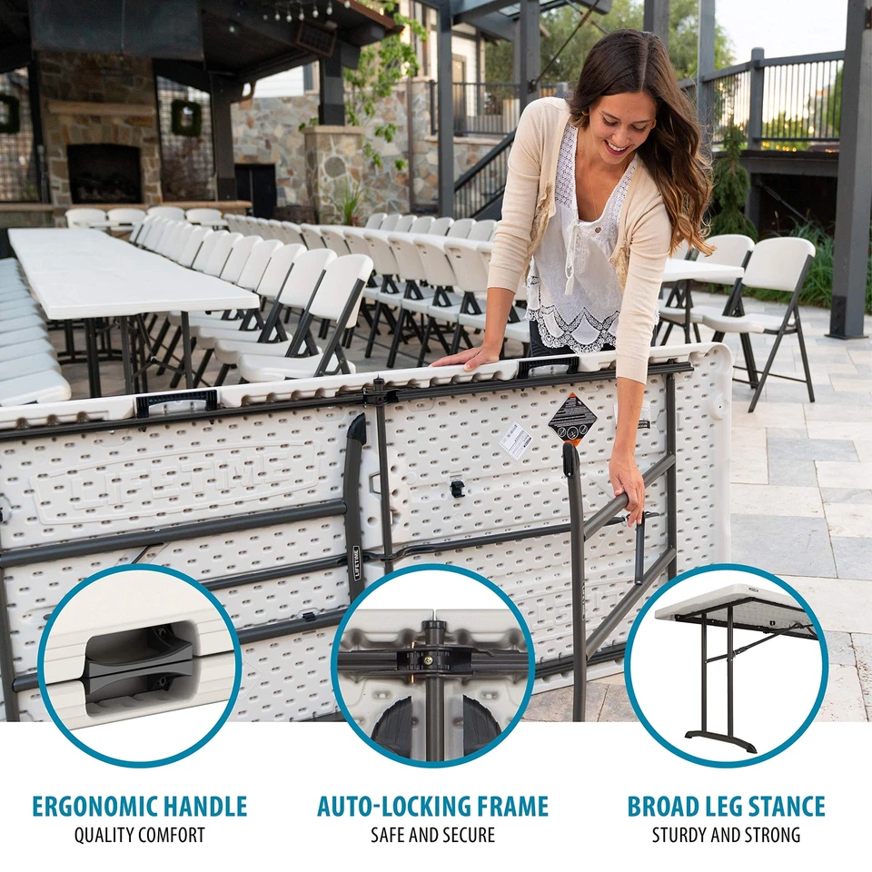 Commercial Fold-in-Half Table, 6-Foot, Almond - Image 4 of 4