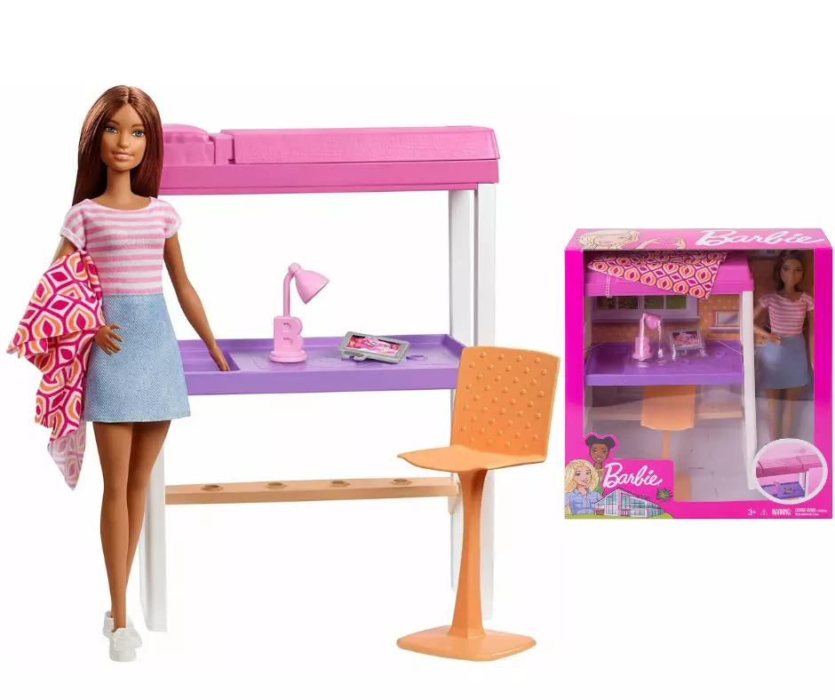 Barbie Poupée Etudiante avec Pack Accessoires de chambre Jouet Jeux Mattel  FXG52