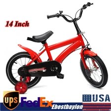 14 Inch Kids Bike Children Boys Girls Bicycle Bike Red with Training Wheels