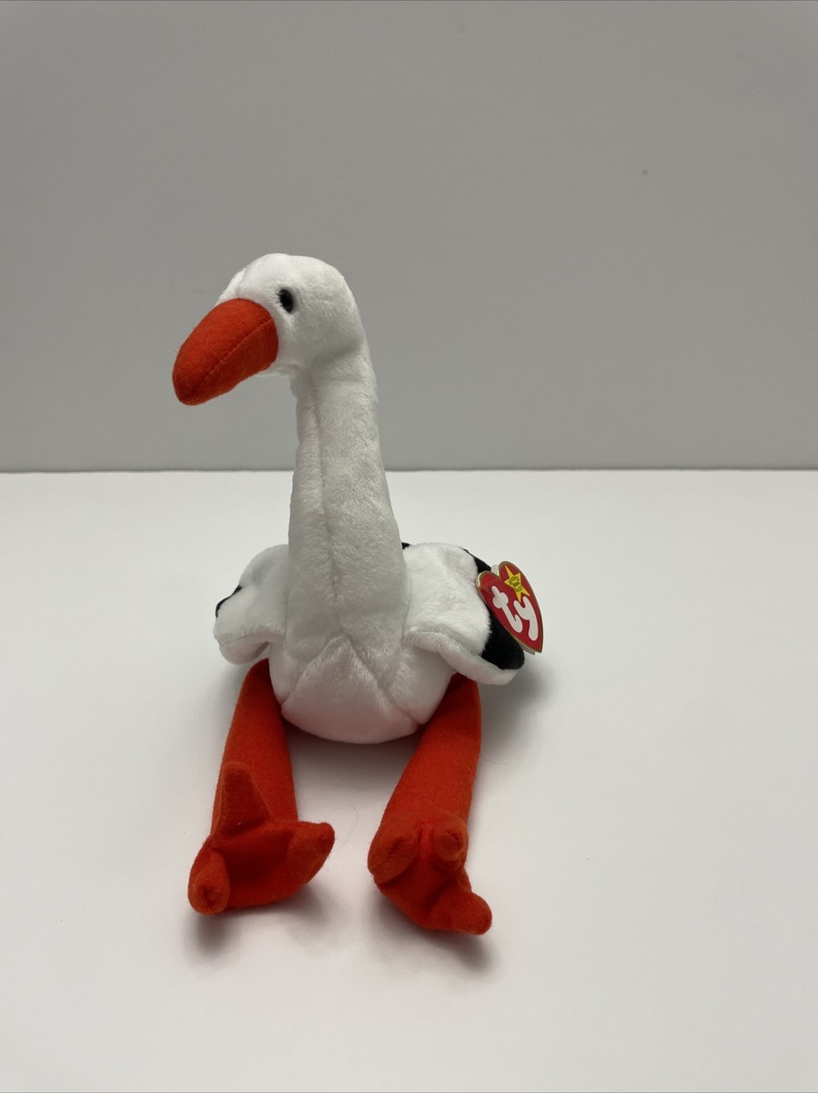 Ty Beanie Baby Stilts the Stork DOB June 16, 1998 With Swing