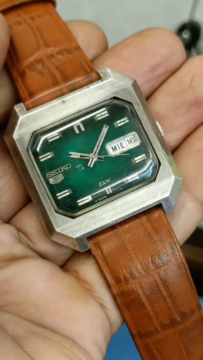 Seiko Automatic DX 23 Jewels Green Dial Men's Day Date 6106-5480 Cal. Vintage