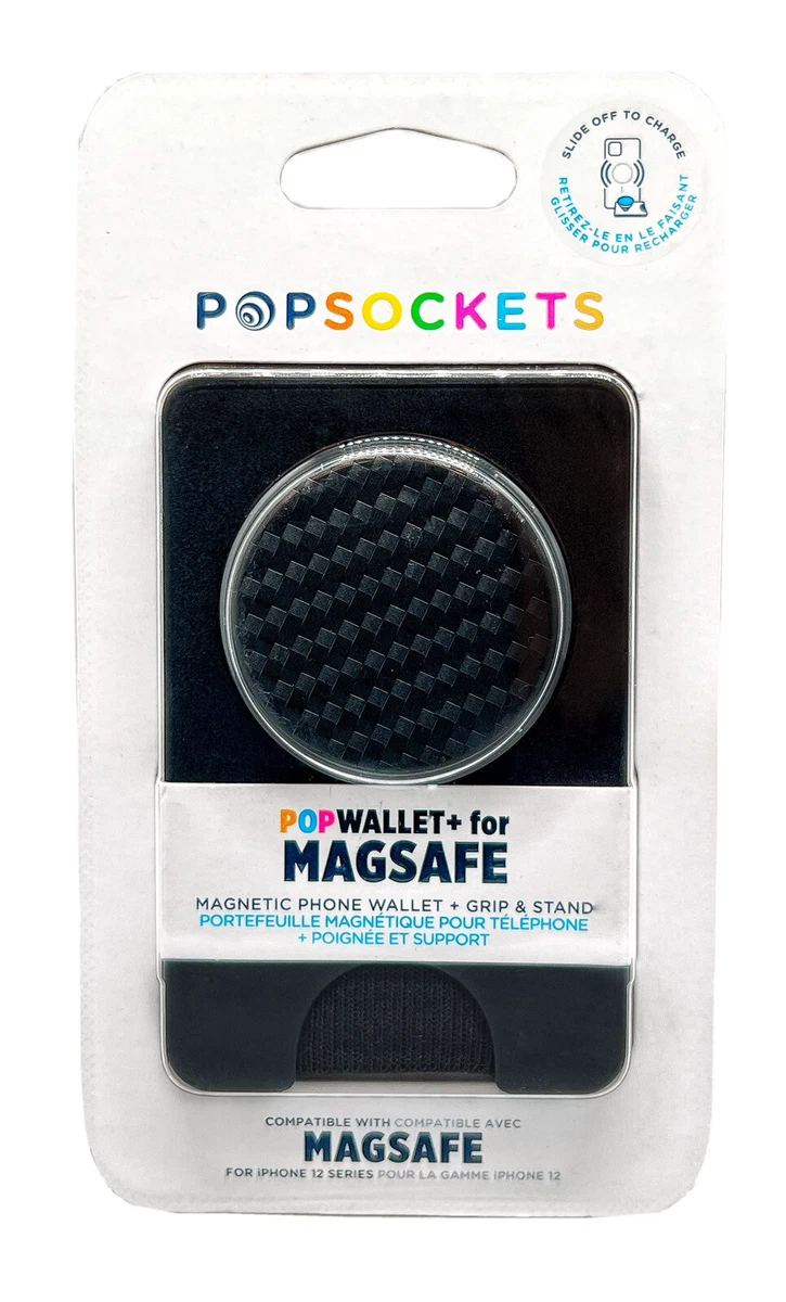 PopSockets Popwallet Plus MagSafe Black Carbon Fiber Weave Pop Socket Pop  Wallet