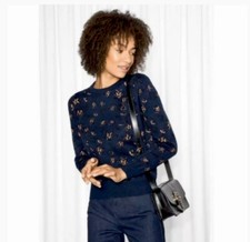  Other Stories Metallic Print Wool Blend Pullover Sweater Size S Cozy NWT  95