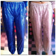 Unisex Sequins Trousers Pants Glitter Shiny Loose Harem Jazz Dance Ds Club Wear