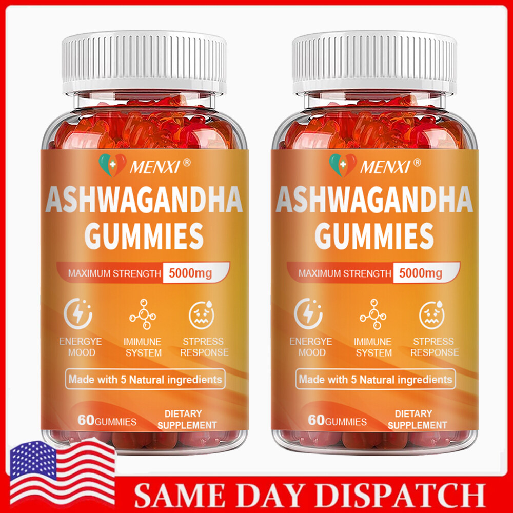 (2 Pack) Ashwagandha Gummies 60ct Stress Relief Calm Focus Natural Flavor