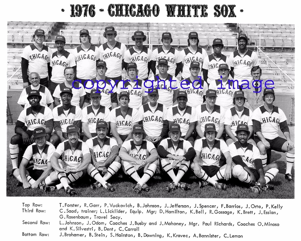 1976 White Sox Team Photo in Shorts Gossage-Dent-Minoso Comiskey Park B+W  8x10
