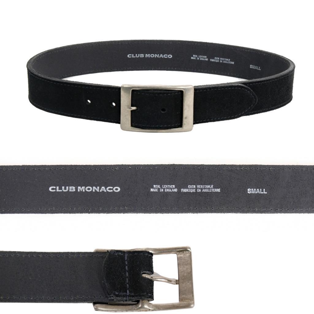 New CLUB MONACO Belt Suede Leather Black Sz. Small Made in  display picture 3