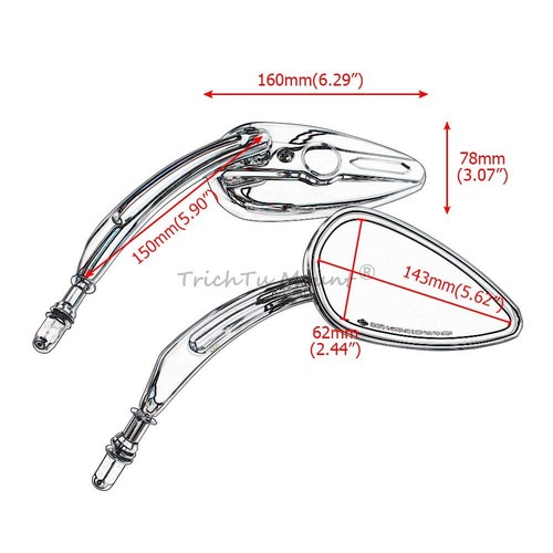 2x Motorcycle 8mm Rear View Side Mirrors For Harley Touring Road King 1982-later - Picture 8 of 14