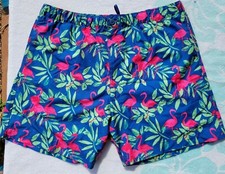 Joe Marlin Blue Flamingo Swim Trunks Men's Size 2XL