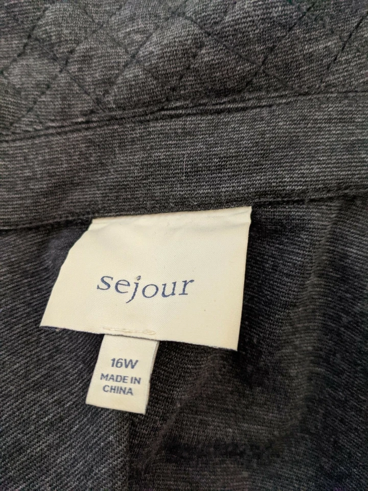 Sejour Nordstrom Gray Moto Zip Blazer Jacket PLUS Size 16 Wide Extra Extra Large - Image 3 of 4