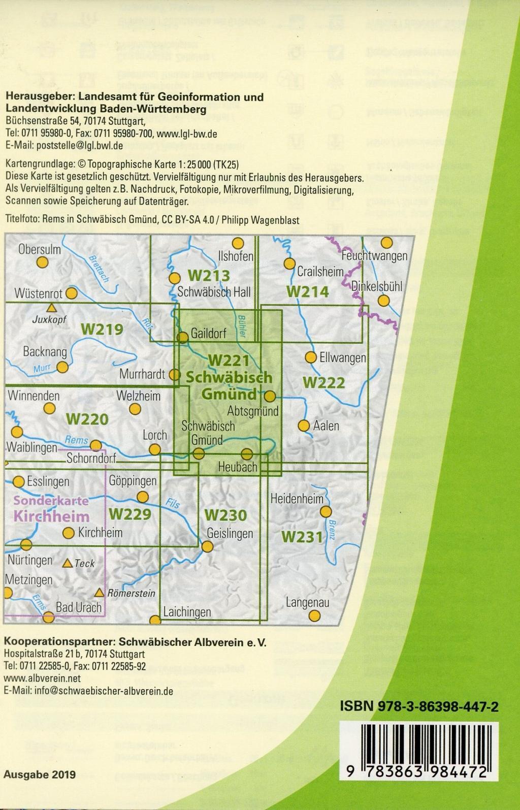 Thumbnail - W221 Wanderkarte 1:25 000 Schwäbisch Gmünd | Lgl | (land-)karte | 2 S.