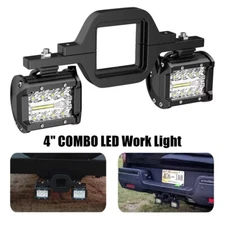 Tow Hitch Mounting Bracket 4"COMBO LED Work Light Pods Backup Reverse Truck JP