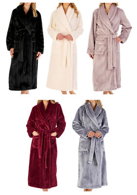 Dressing Gown Super Soft Flannel Fleece Womens Shawl Collar Slenderella Bathrobe