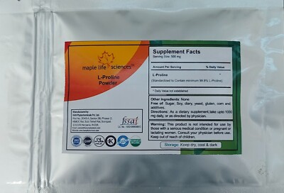 L-Prolin Pulver 99,9% rein & hochwertig OHNE FÜLLER