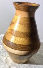 wood vase hand turned ringed
