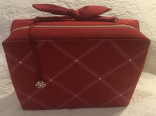 Estee Lauder Beauty Cosmetic Makeup Travel Train Case Red 12.5" x 9.5" x 3.5"zip