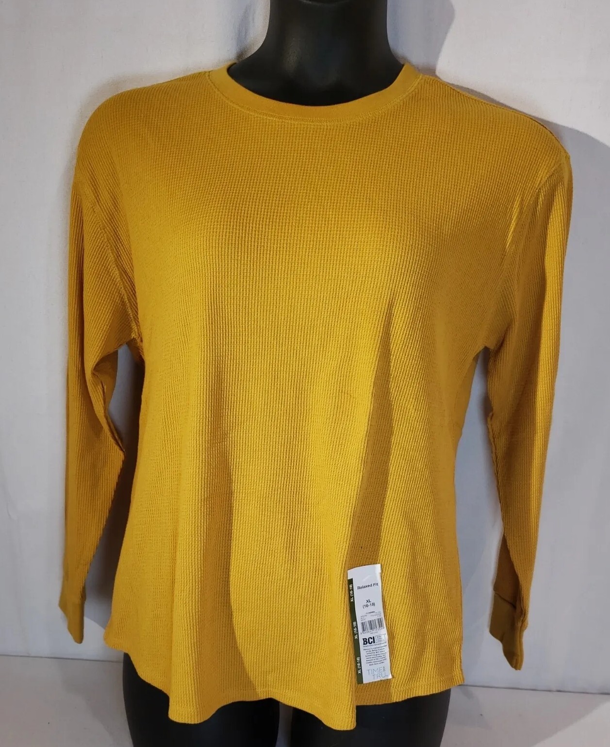 Sz XL Ladies thermal tshirt. Time & Tru gold top, long sleeve shirt