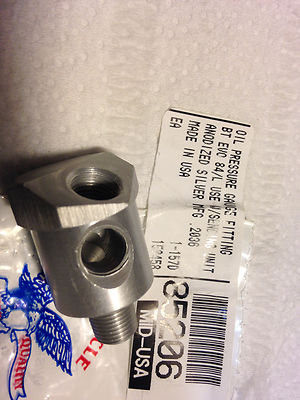 #ad #ad oil pressure gauge fitting big twin evo 84 L use w sending unit anodized silv $41.73