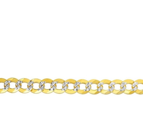 14k Yellow+White Gold 8.5" Solid PAVE Curb Link 9.7 MM 18 Grams Chain/Bracelet - Picture 7 of 16