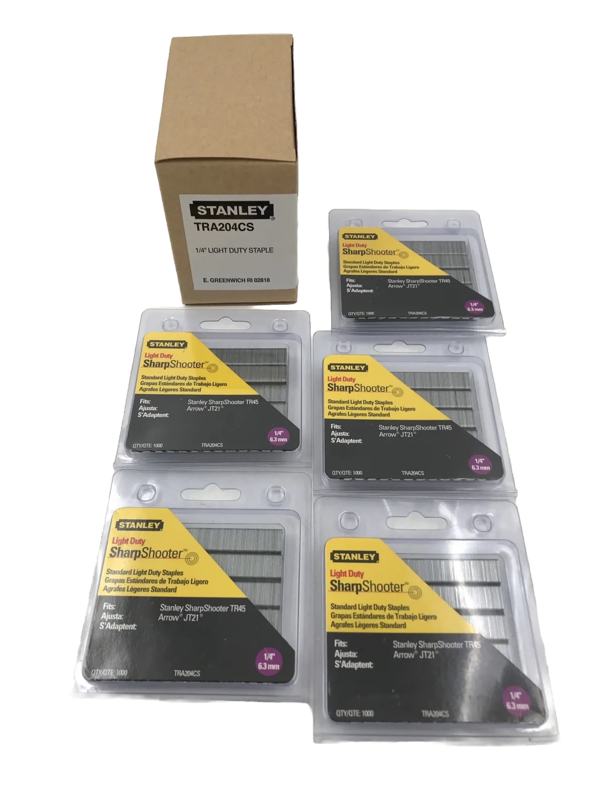 STANLEY SharpShooter TR45 (ARROW JT21) 1/4” Light Duty Staples (5 X