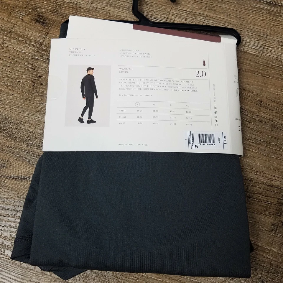 Terramar Nuevo Con Etiquetas Colección Wilder Peso Medio Bolsillo Térmico Cuello Redondo 2.0 Gris Talla S Foto 3 de 3