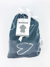 Hello Mello Beauty Sleep I Love You Satin Heart Button Up Pajama Shirt M L Black