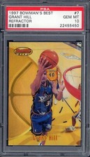 PSA 10 - 1997 BOWMAN'S BEST REFRACTOR Graded Card GRANT HILL - POP 4