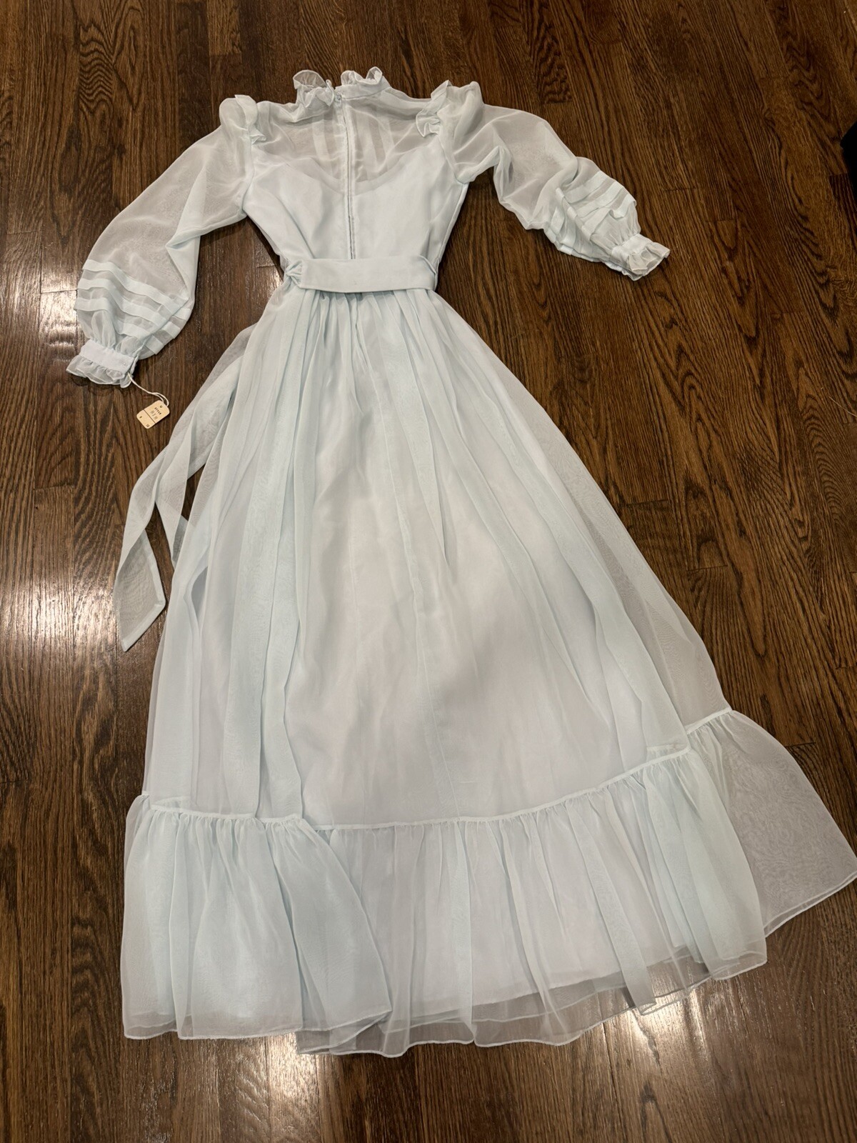 Vintage ILGWU 70’s Pastel Blue Maxi Prairie Dress Womens Size Small Union Made image 8